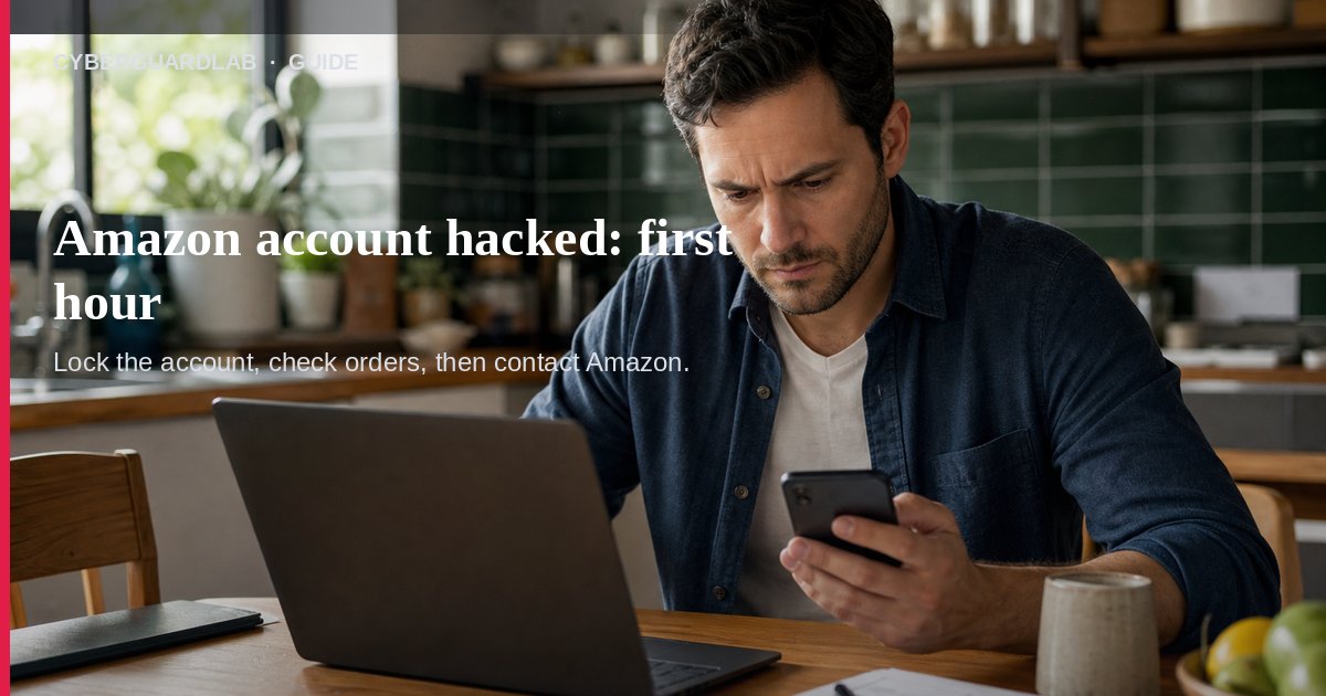 Person signing in to Amazon on a laptop to change the password after a takeover