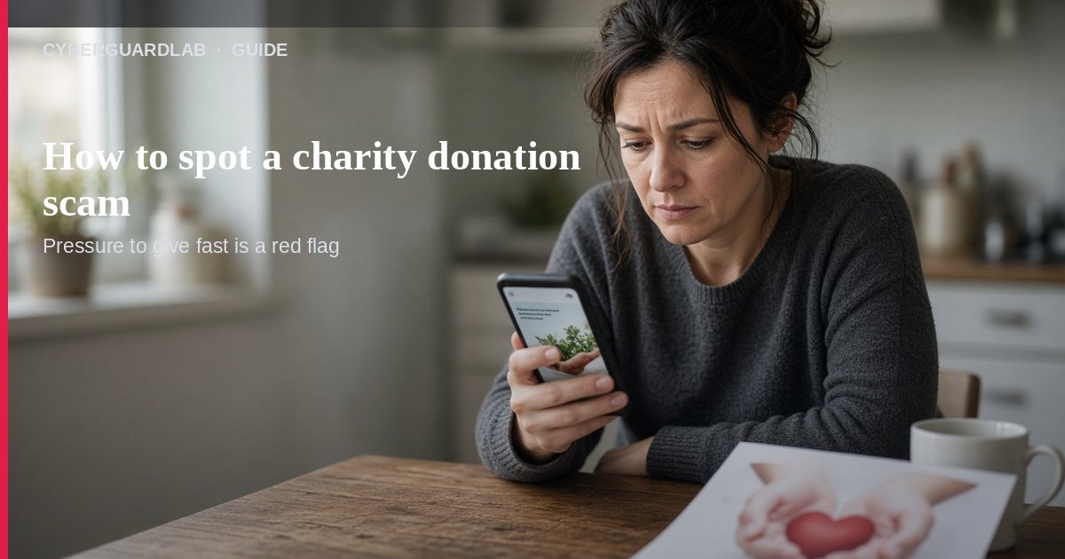 Household desk with a donation form, phone, and laptop showing a charity page