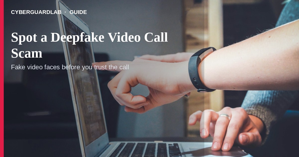 Laptop video call showing a familiar face with a notepad reminder to verify with a known-good callback