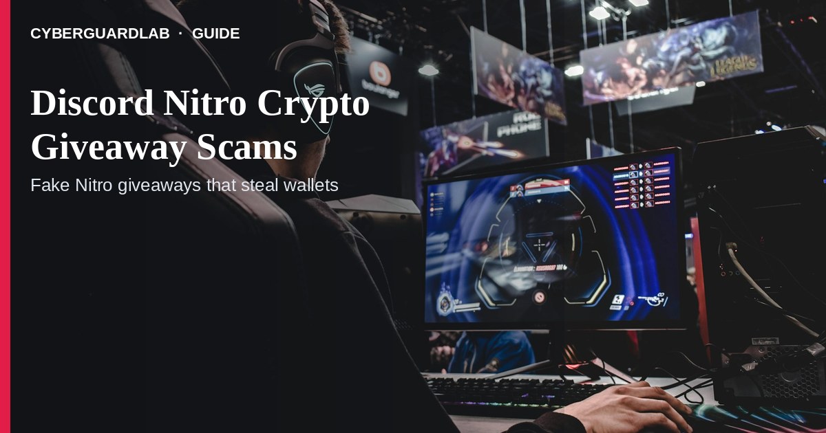 Discord DM offering free Nitro beside a look-alike claim page.