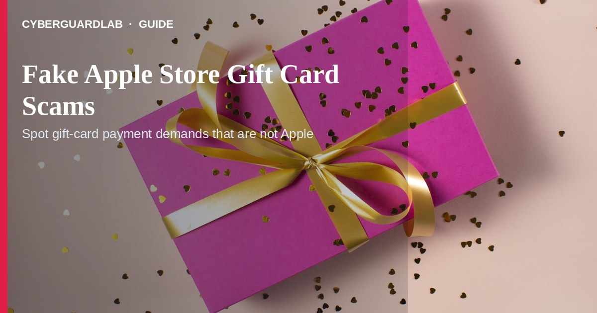 US store shelf of Apple gift cards beside a phone showing an Apple Support scam call