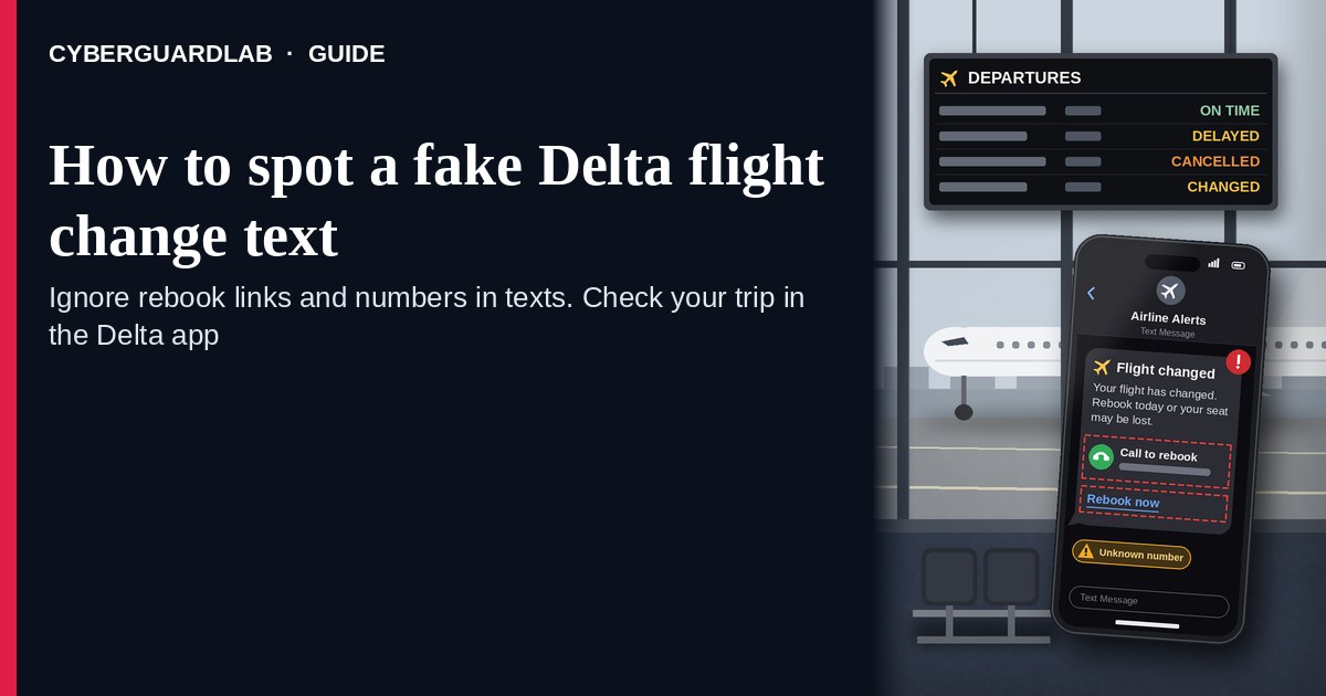Phone showing a generic flight cancelled rebook now text with a bright link