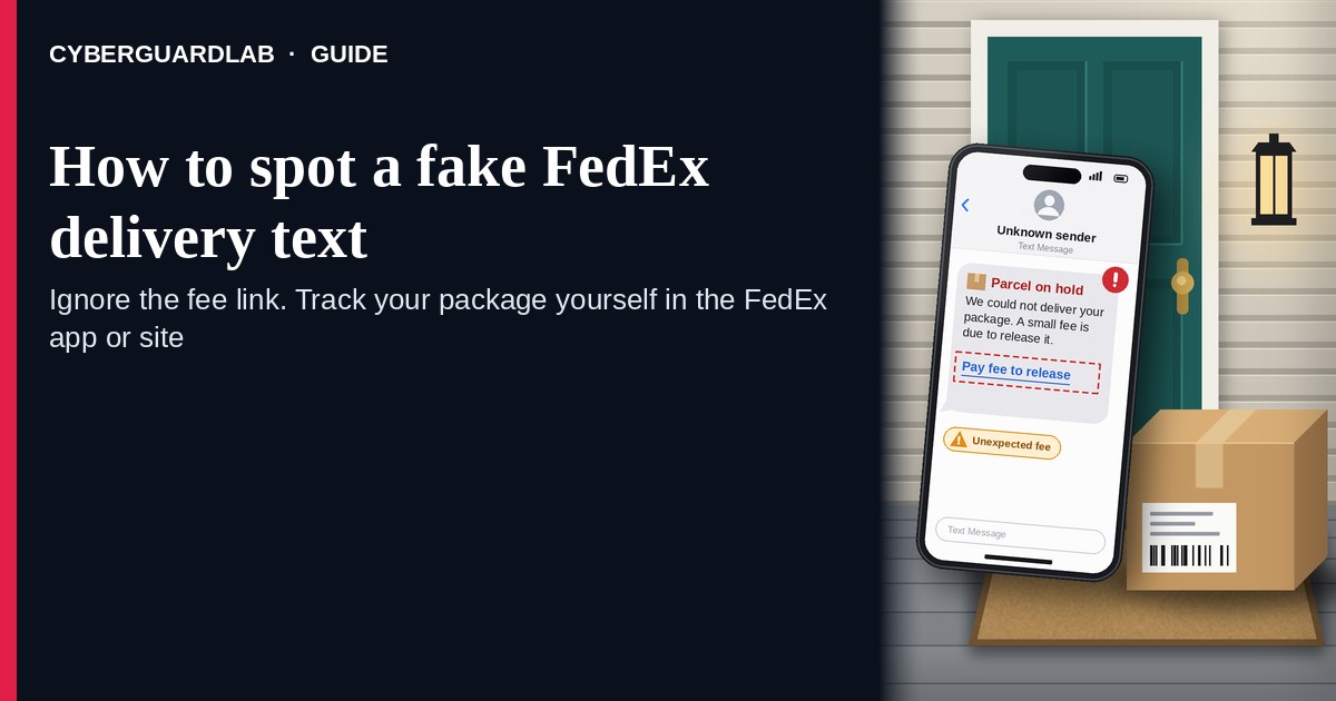 Phone showing a generic delivery exception text with a bright track package link