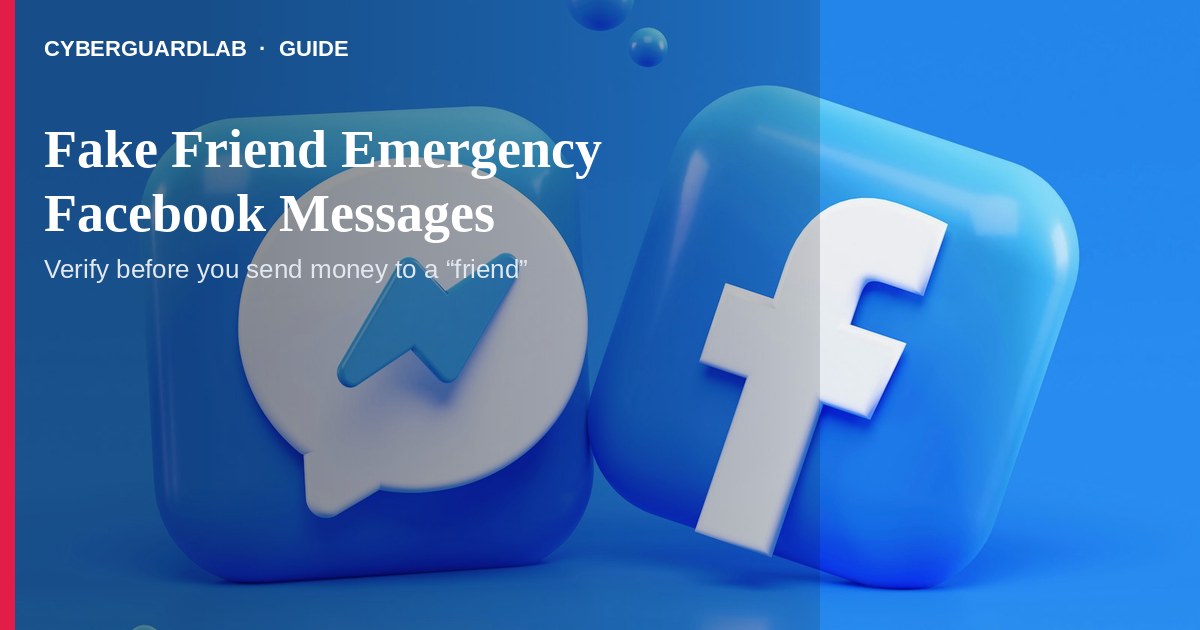 Facebook Messenger emergency ask on a phone beside a known contact card.