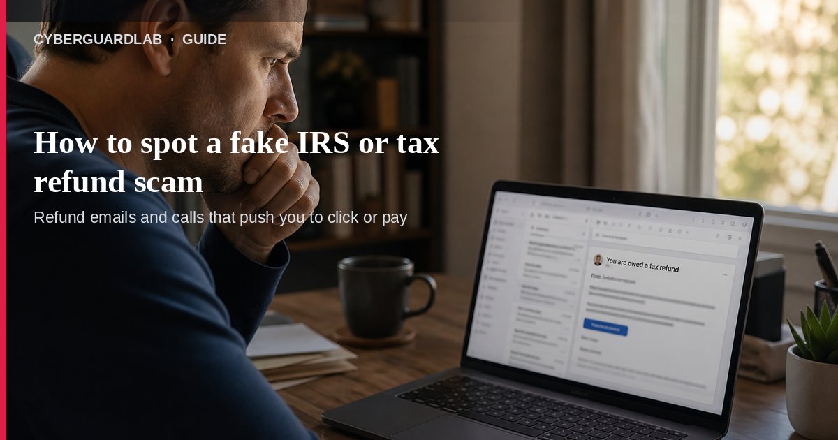 Fake IRS or tax refund scam warning on a phone and laptop