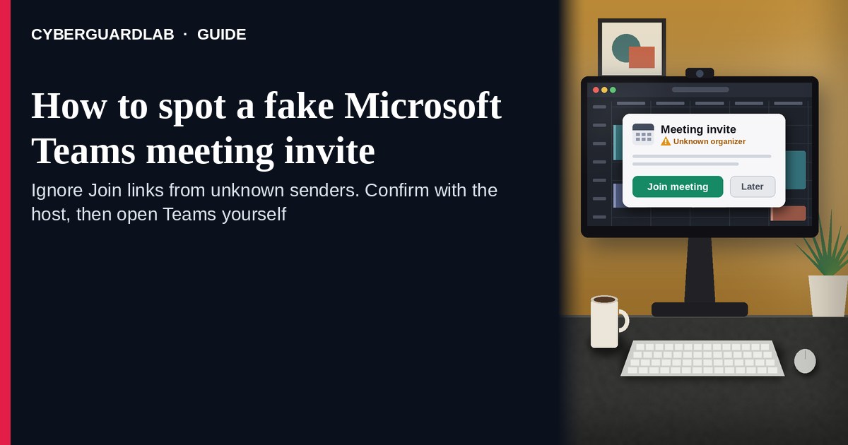 Laptop calendar showing a generic Join meeting invite from an unknown sender