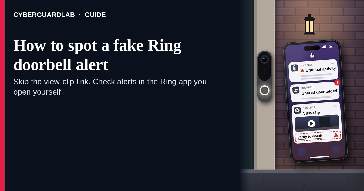 Phone showing a generic doorbell unusual activity alert with a bright view clip link