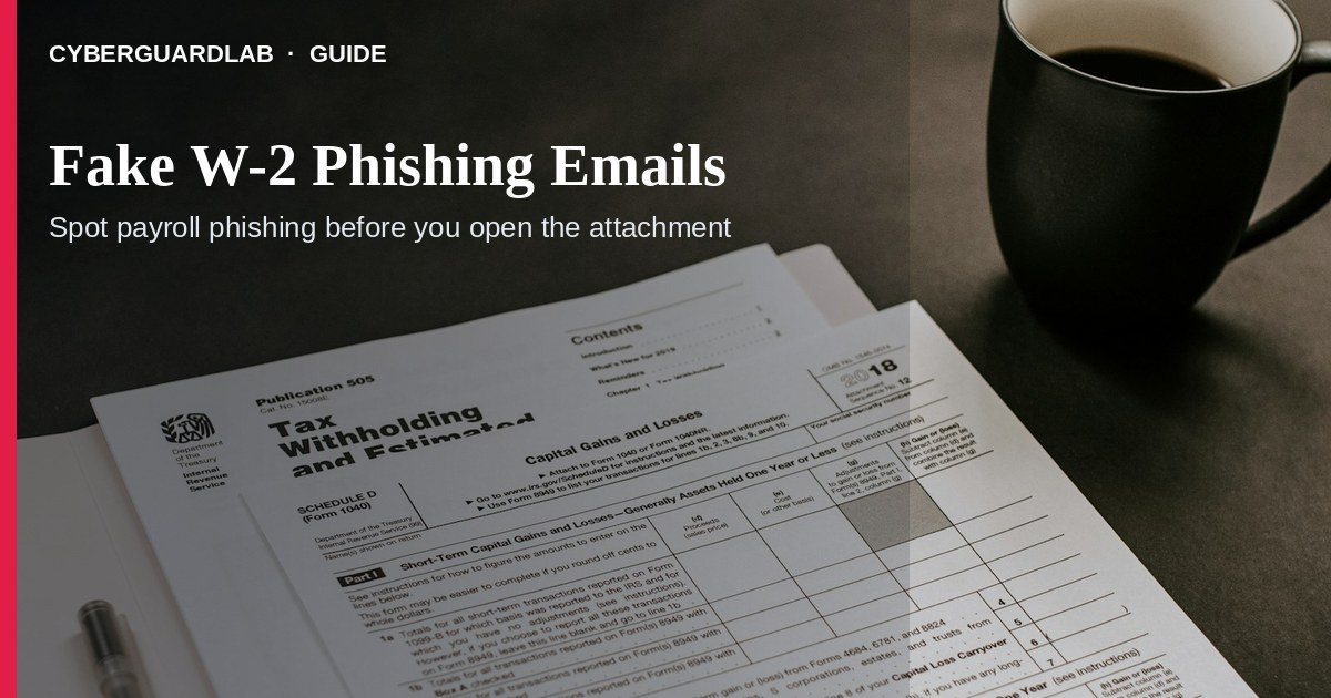 Payroll email with a fake W-2 attachment and look-alike login.