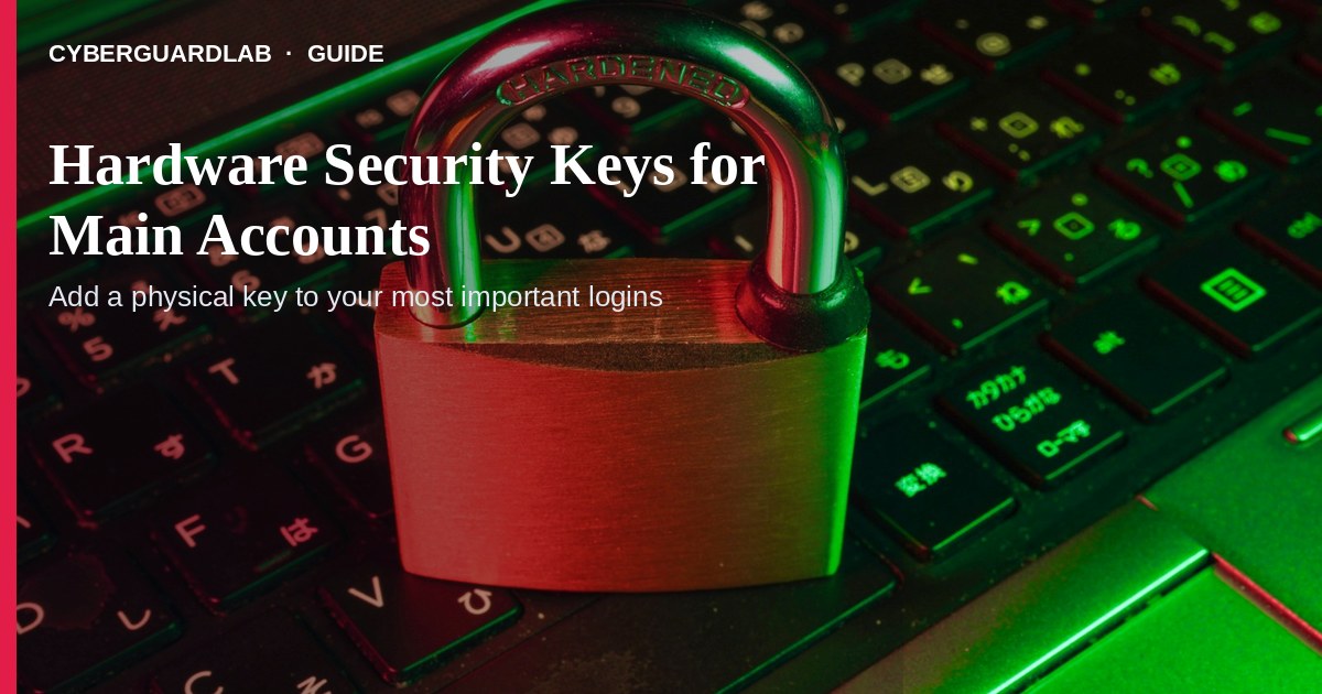 USB hardware security key beside a laptop during account registration.