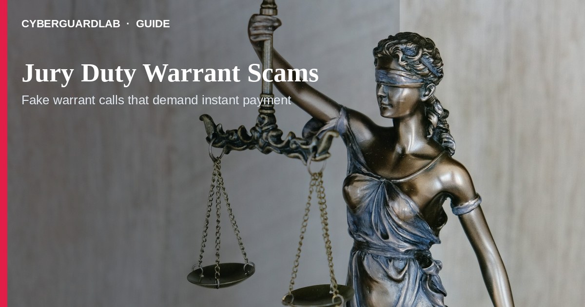 US home phone and notepad with a fake jury warrant case number beside gift cards