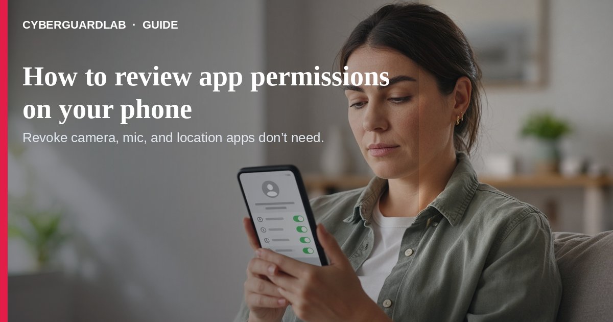 Person at a kitchen counter reviewing Android and iPhone Settings Privacy permissions on a phone in soft daylight