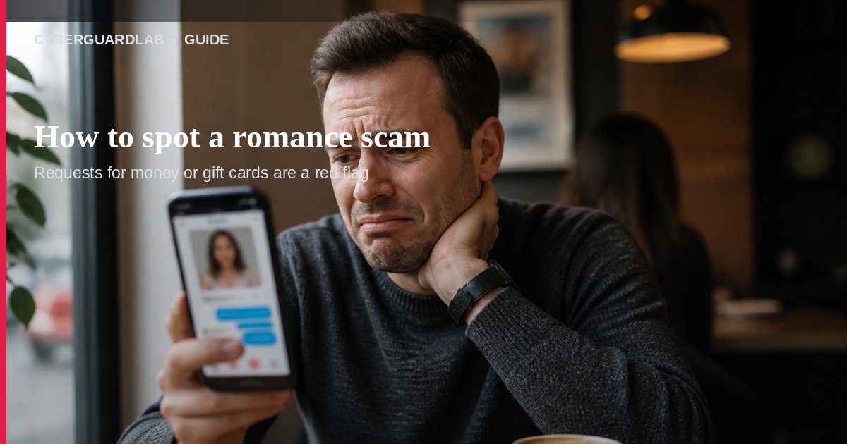 Man in a cafe looking at a dating chat on his phone