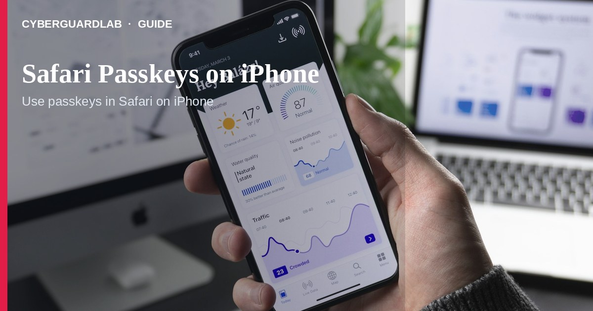 Safari passkey save prompt on iPhone with Face ID confirmation.