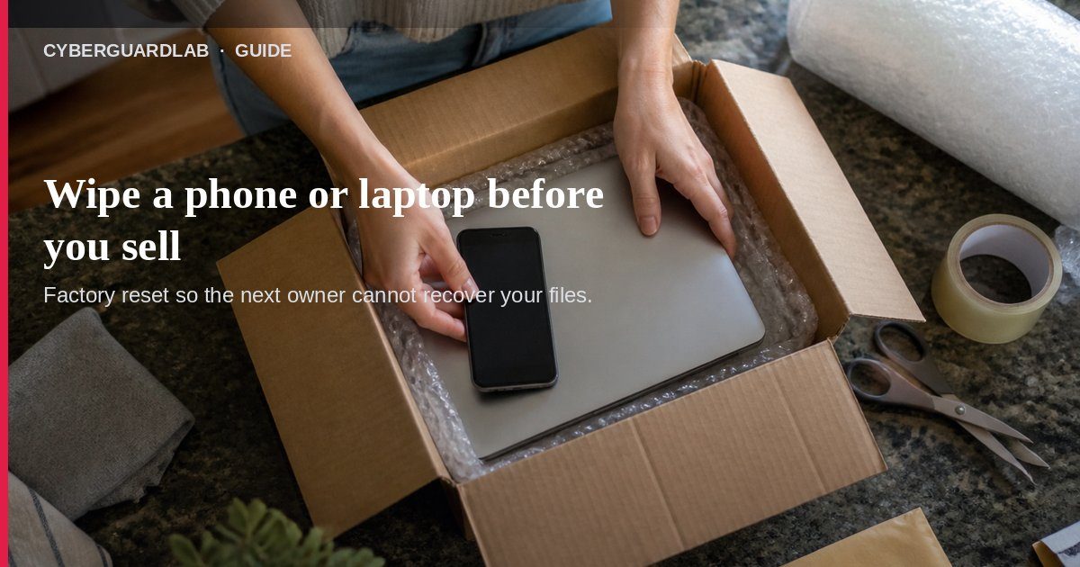 Phone and laptop on a table before a factory reset