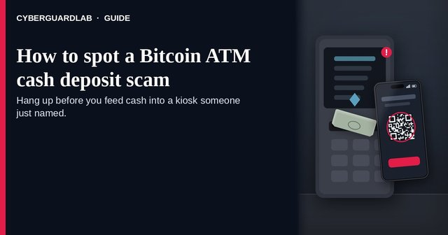 Nighttime ATM cabinet with blank bills at the slot and a phone screen showing a fake QR coaching overlay