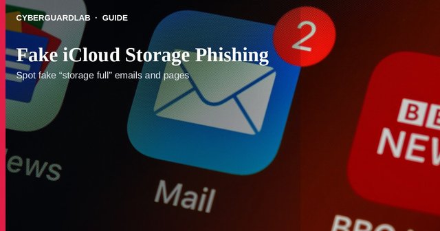 Phishing email claiming iCloud storage is full with a verify billing button.