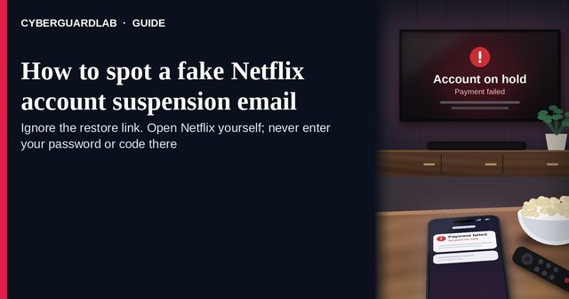 Living room at night with a TV showing a generic Account on hold screen and a phone on the coffee table showing a payment failed notification