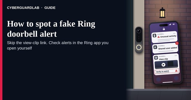 Phone showing a generic doorbell unusual activity alert with a bright view clip link