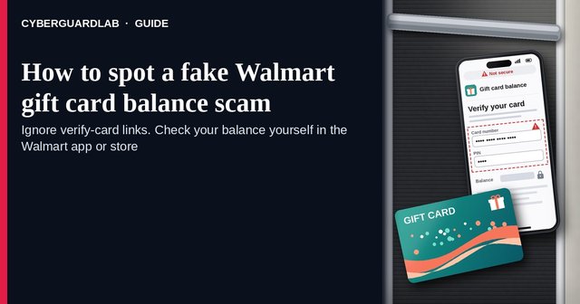 Phone showing a generic check your gift card balance message next to a gift card