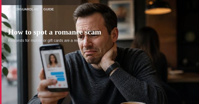 Man in a cafe looking at a dating chat on his phone