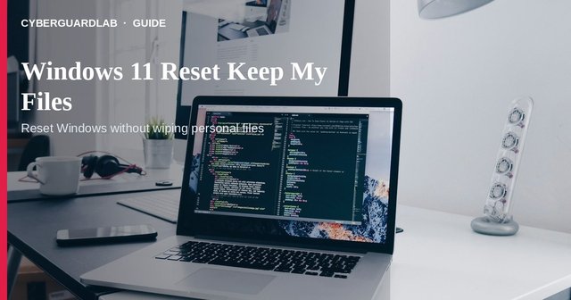 Windows Settings Recovery page with Reset this PC Keep my files option.